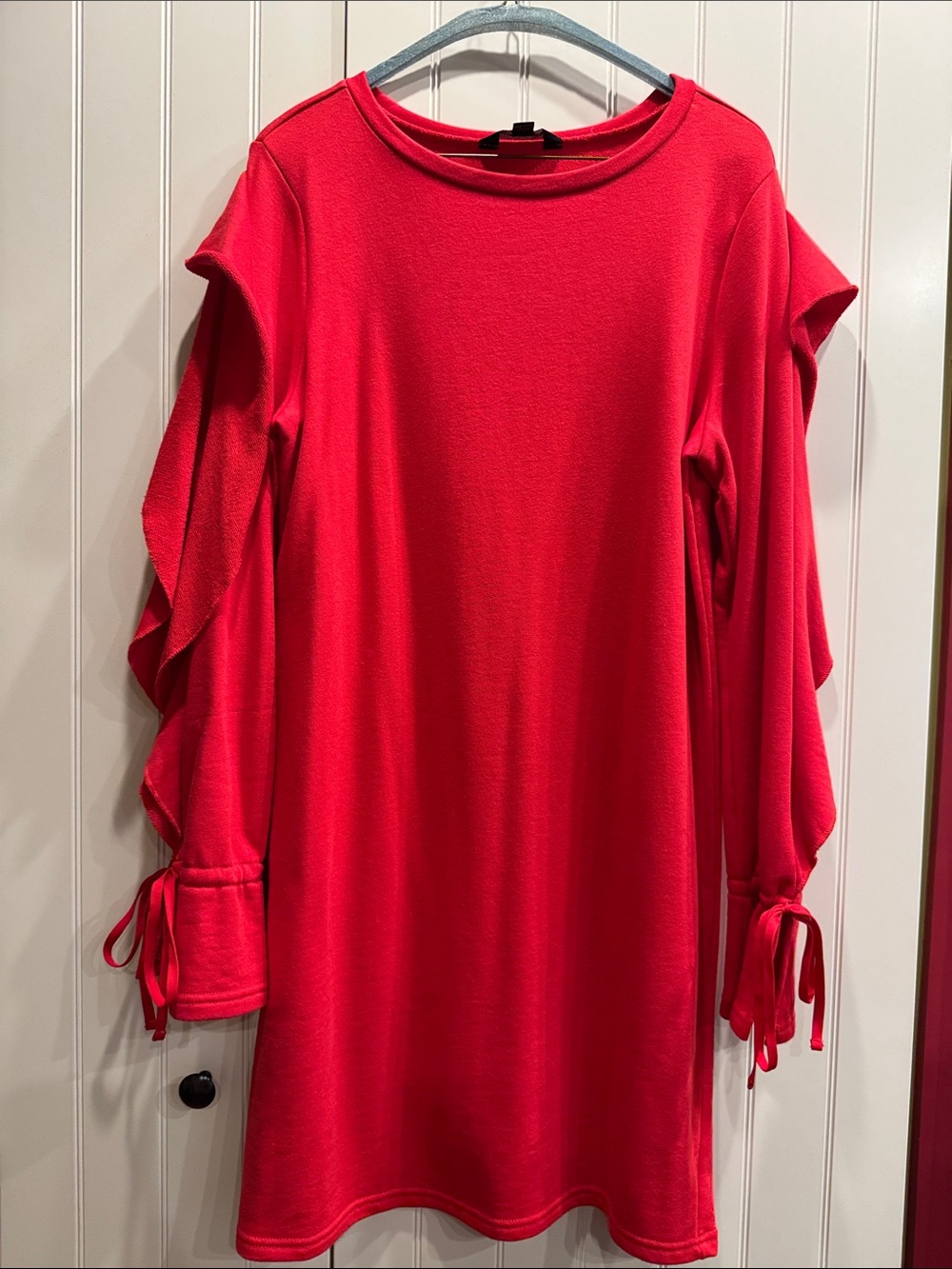 Red Ruffle Open Sleeve Women’s Dress